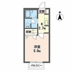 シャーメゾン萩野町 1Kの間取図画像