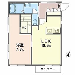 キャッスルバレーＡ 2階1LDKの間取り