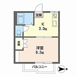 コーポ白鳥 1Kの間取図画像