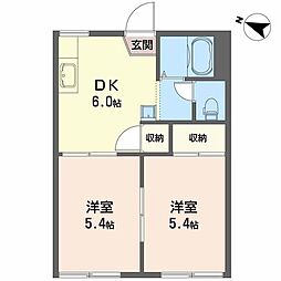 ハイツベルストーン 2DKの間取図画像