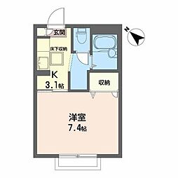 マーメゾンＢ 1階1Kの間取り
