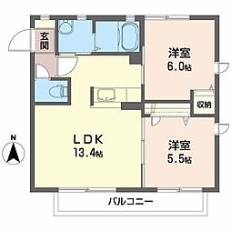 ショコラハウス1 2LDKの間取図画像