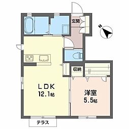 シャーメゾンアベール 1階1LDKの間取り