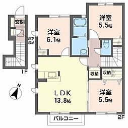 カーサデルソルB 3LDKの間取図画像