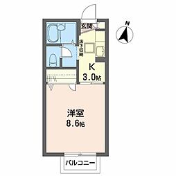 イーストパレスB 1Kの間取図画像