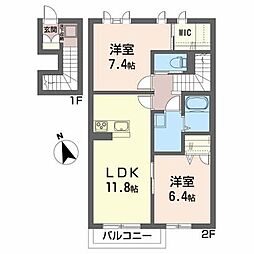 ヴィラーチェ堀西 2LDKの間取図画像