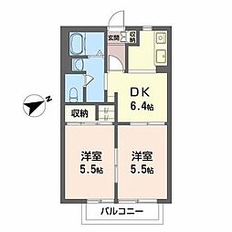シャーメゾンＫＡＴＯ 2階2DKの間取り