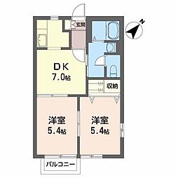 ファミーユ境山1 2DKの間取図画像