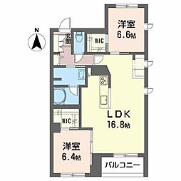 オリゾンIIIＤ 2階2LDKの間取り