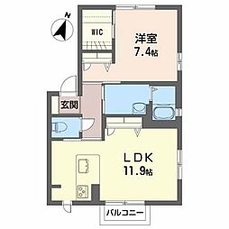 オーブＡ 2階1LDKの間取り