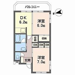 リピュート・三浦 2DKの間取図画像