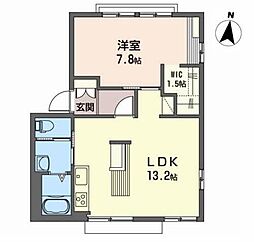 プリヴァートハイツＣ 1階1LDKの間取り