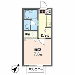 リブシャーメゾン 1Kの間取図画像