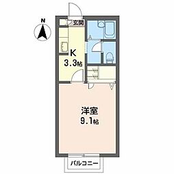 メゾン・フリージア 2階1Kの間取り