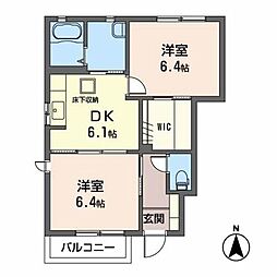 タウンコートB 2DKの間取図画像
