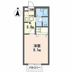 メゾンフリージア 1Kの間取図画像