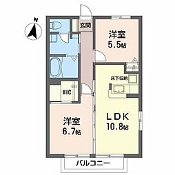リヴィエール 2LDKの間取図画像