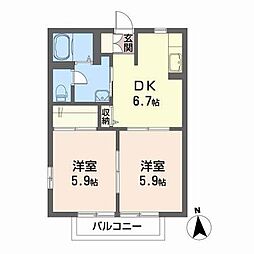 グレースたけくま 2DKの間取図画像