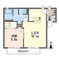 カーサソレイユA 1LDKの間取図画像
