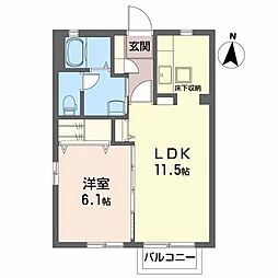グリーンハーモニー・A 1LDKの間取図画像