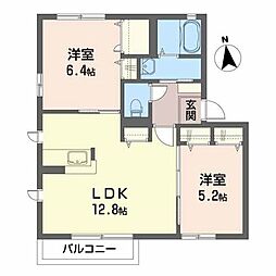 ラピス・リジュールC 2LDKの間取図画像