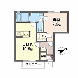 シャーメゾン安達ヶ原Ｂ棟 1階1LDKの間取り
