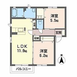 サンポワール 2LDKの間取図画像