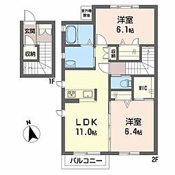 グランツコート 2LDKの間取図画像