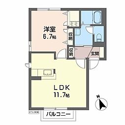 mtD.プラッツC 1LDKの間取図画像