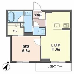 プログレス上浜 1LDKの間取図画像