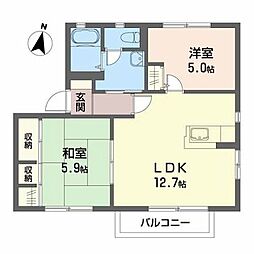 エスペランス 2LDKの間取図画像