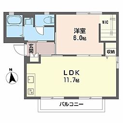 ニューエステート笹谷B 1LDKの間取図画像