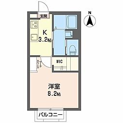 オアシス 1Kの間取図画像