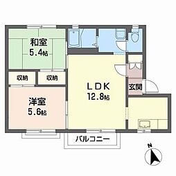 ルミエールB 2LDKの間取図画像