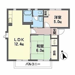 グリーンゲーブルズB 2LDKの間取図画像