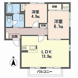 プレスティージュC 2LDKの間取図画像