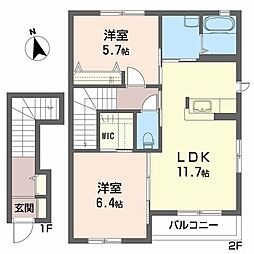 オレンジコートA 2LDKの間取図画像