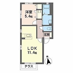 グロワールA 1LDKの間取図画像