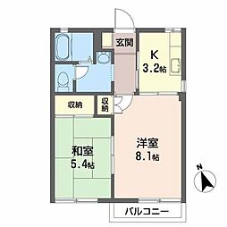 ウェストヴィレッジ野田D 2Kの間取図画像