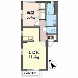 ラフィネB 1LDKの間取図画像