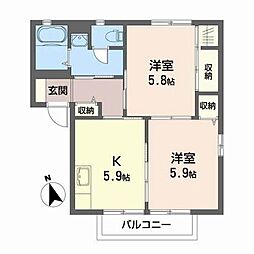ニューガーデンA 2Kの間取図画像