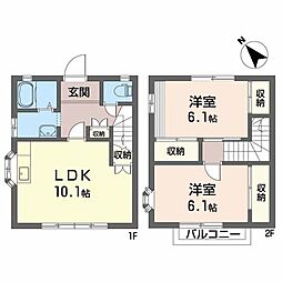 パレディアス 2LDKの間取図画像