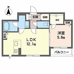 グランソレイユM 1LDKの間取図画像