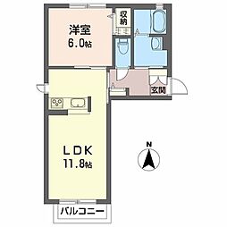 アップルハウス2 1LDKの間取図画像