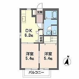 エミネンス2E 2DKの間取図画像