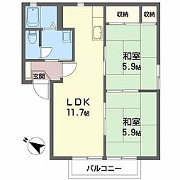 エミネンスC 2LDKの間取図画像