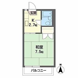 サニーハイツC 1Kの間取図画像