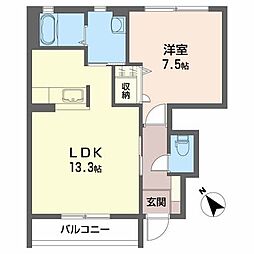 プラージュ2 1LDKの間取図画像