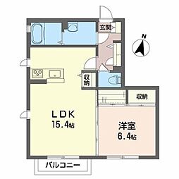 安齋ハイツIII 1階1LDKの間取り