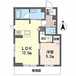 ロイヤルグランコート虎丸 102 1階1LDKの間取り